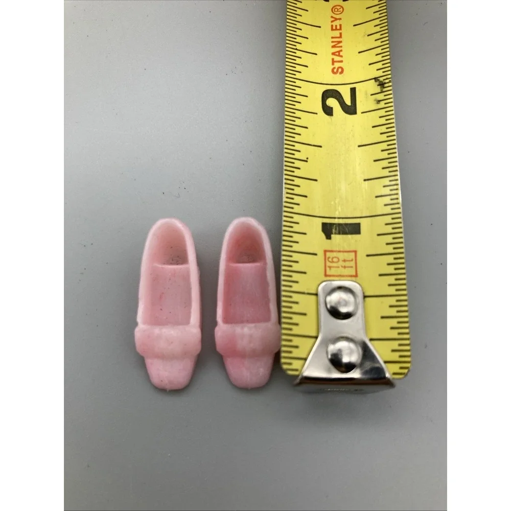 Vintage 70s Barbie FRANCIE Pale Pink PLASTIC SHOES Square Low Heels Hong Kong